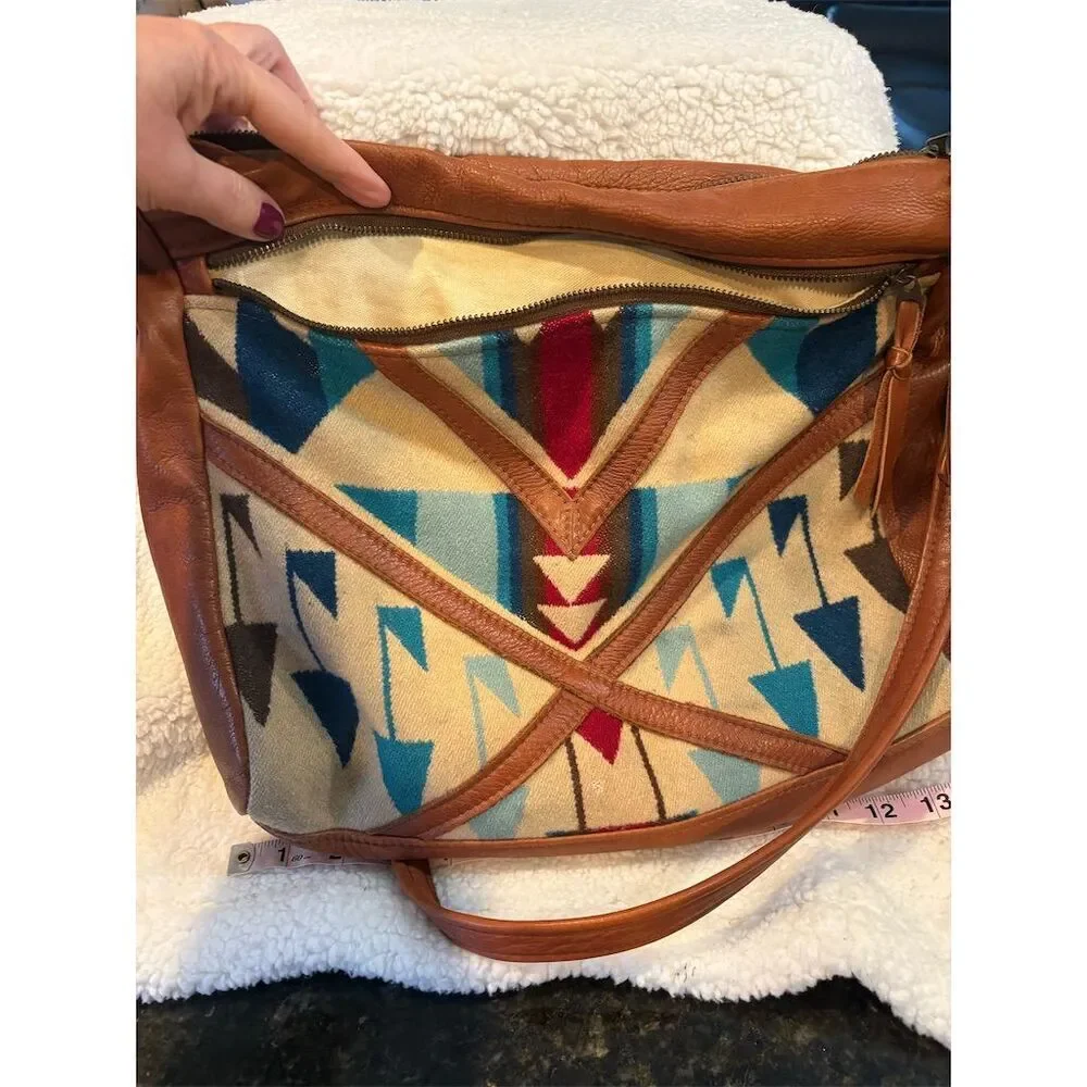 Arc Of A Diver Women's Multicolor Geometric Shoulder Bag Vintage Chic - Picture 5 of 11